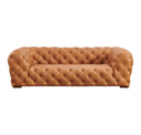 Dexter - Transitional Camel Full Italian Leather Tufted Sofa