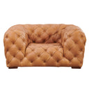 Dexter - Transitional Camel Full Italian Leather Lounge Chair