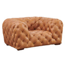 Dexter - Transitional Camel Full Italian Leather Lounge Chair