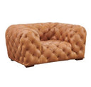 Dexter - Transitional Camel Full Italian Leather Tufted Sofa