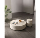 Cozad - Modern Faux Travertine Round Coffee Table