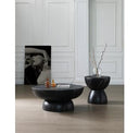 Akron - Modern Black & White Faux Marble Round End Table