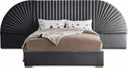 Cleo Velvet Upholstered Bed - Grey