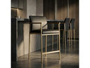 Custer - Modern Black Vegan Leather + Brass Counter Chair