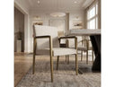 Sanders - Modern Off-White Fabric + Brass Dining Chair