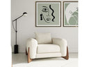 Fleury - Contemporary Cream Fabric and Walnut Lounge Chair