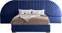 Cleo Velvet Upholstered Bed - Blue