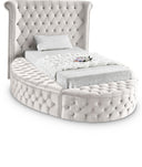 Luxus Velvet Upholstered Twin Bed - Cream