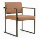 Atlan - Modern Camel Vegan Leather + Dark Gold Dining Chair