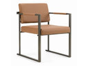 Atlan - Modern Camel Vegan Leather + Dark Gold Dining Chair