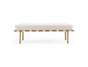 Hathaway - Modern Beige Fabric + Antique Brass Dining Bench