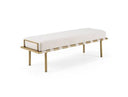 Hathaway - Modern Beige Fabric + Antique Brass Dining Bench
