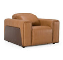 Sandstone - Modern Brown Leather Loveseat w/ 2 Electric Recliners