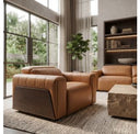 Sandstone - Modern Brown Leather Sofa Set w/ Electric Recliners