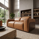 Sandstone - Modern Brown Leather Sofa Set w/ Electric Recliners