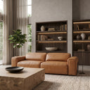 Sandstone - Modern Brown Leather Sofa Set w/ Electric Recliners