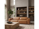 Sandstone - Modern Brown Leather Sofa w/ 2 Electric Recliners
