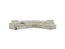 Ambler - Modern Off-White Fabric Sectional Sofa w/ 2 Power Recliners Right Facing Chaise