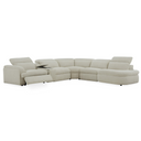 Ambler - Modern Off-White Fabric Sectional Sofa w/ 2 Power Recliners Right Facing Chaise