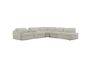 Ambler - Modern Off-White Fabric Sectional Sofa w/ 2 Power Recliners Right Facing Chaise