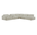 Ambler - Modern Off-White Fabric Sectional Sofa w/ 2 Power Recliners Left Facing Chaise