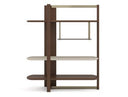 Denali - Mid-Century Modern Walnut + Tea Glass + Gold Left-Facing Shelf