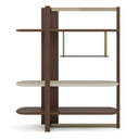 Denali - Mid-Century Modern Walnut + Tea Glass + Gold Left-Facing Shelf