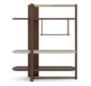 Denali - Mid-Century Modern Walnut + Tea Glass + Gold Right-Facing Shelf