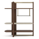 Denali - Mid-Century Modern Walnut + Tea Glass + Gold Left-Facing Shelf