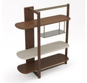 Denali - Mid-Century Modern Walnut + Tea Glass + Gold Right-Facing Shelf