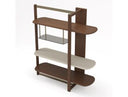 Denali - Mid-Century Modern Walnut + Tea Glass + Gold Right-Facing Shelf
