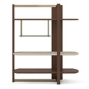 Denali - Mid-Century Modern Walnut + Tea Glass + Gold Right-Facing Shelf
