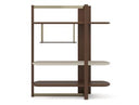 Denali - Mid-Century Modern Walnut + Tea Glass + Gold Right-Facing Shelf