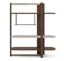 Denali - Mid-Century Modern Walnut + Tea Glass + Gold Left-Facing Shelf