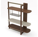 Denali - Mid-Century Modern Walnut + Tea Glass + Gold Left-Facing Shelf
