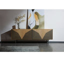 Dollemore - Modern Faux Travertine Ceramic + Antique Brass Dining Table