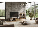 Clarion - Modern Walnut & Grey Glass Coffee Table