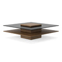 Clarion - Modern Walnut & Grey Glass Coffee Table