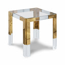 Casper Glass Top, Acrylic And Metal Base End / Side Table - Gold