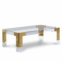 Casper Rectangular Glass Top, Acrylic And Metal Base Coffee Table - Gold