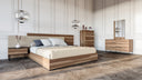 Matteo Italian Modern Walnut & Fabric 4-Piece Bedroom Set