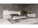 Angela - Italian Modern White Eco Leather 4-Piece Bedroom Set and Wings