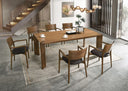 Edelman - Mid-Century Modern Brown Leatherette + Walnut Dining Set