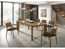 Edelman - Mid-Century Modern Brown Leatherette + Walnut Dining Set