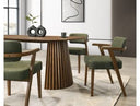 Sacks - Mid-Century Modern Green Fabric + Walnut Dining Chair