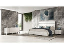 Cartier - Modern White Vegan Leather + Stainless Steel 4-Piece Bedroom Set