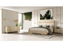 Cartier - Modern Beige Velvet + Brushed Brass 4-Piece Bedroom Set