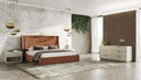 Roma + Lago - Modern Burnt Orange Velvet + Faux Travertine 4-Piece Bedroom Set