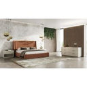 Roma - Modern Burnt Orange Microfiber Upholstered Bed