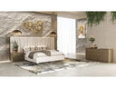 Nixa - Modern Beige Velvet + Brushed Bronze + Birch 4-Piece Bedroom Set